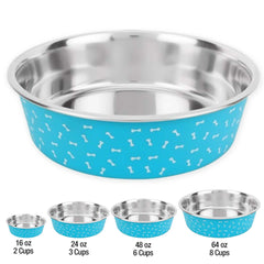 Deco-Blue Stainless Steel Bowls, No-Skid Base