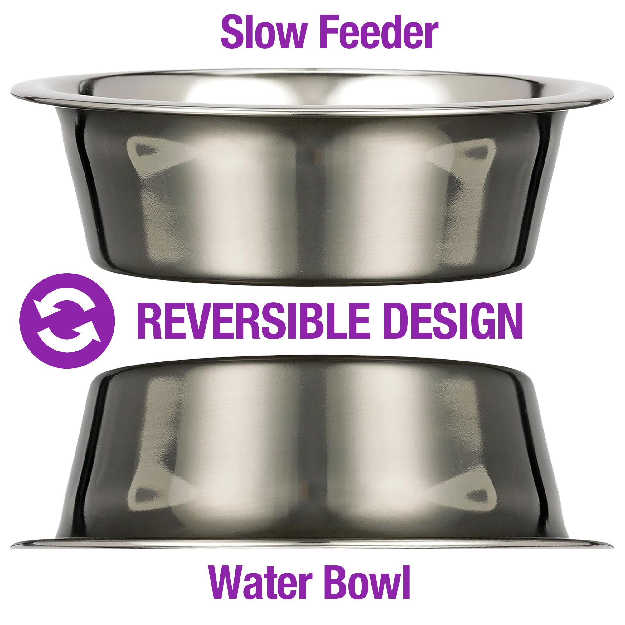 Slow Feed Reversible Stainless Steel Bowls