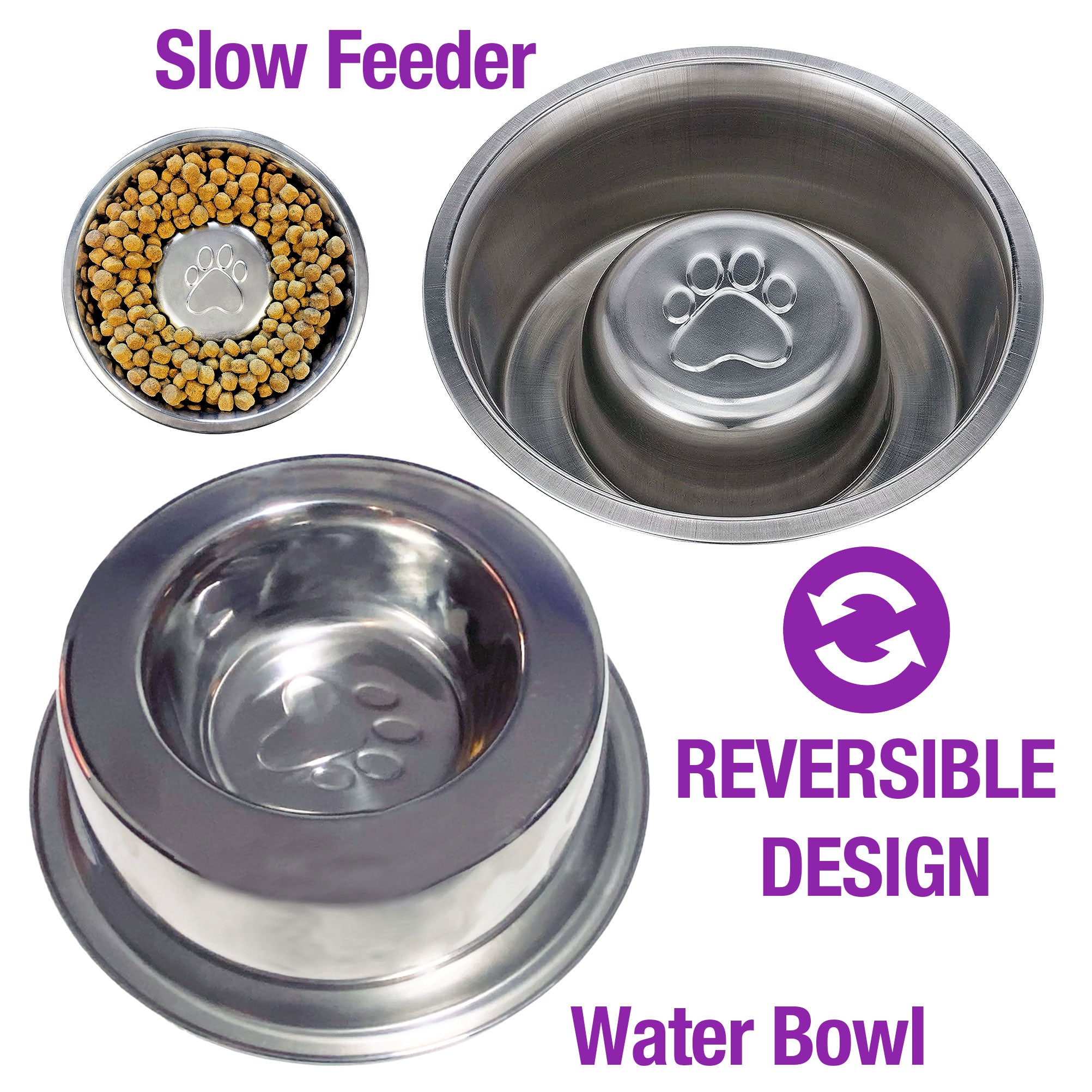 Slow Feed Reversible Stainless Steel Bowls