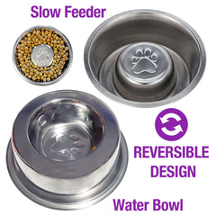 Slow Feed Reversible Stainless Steel Bowls
