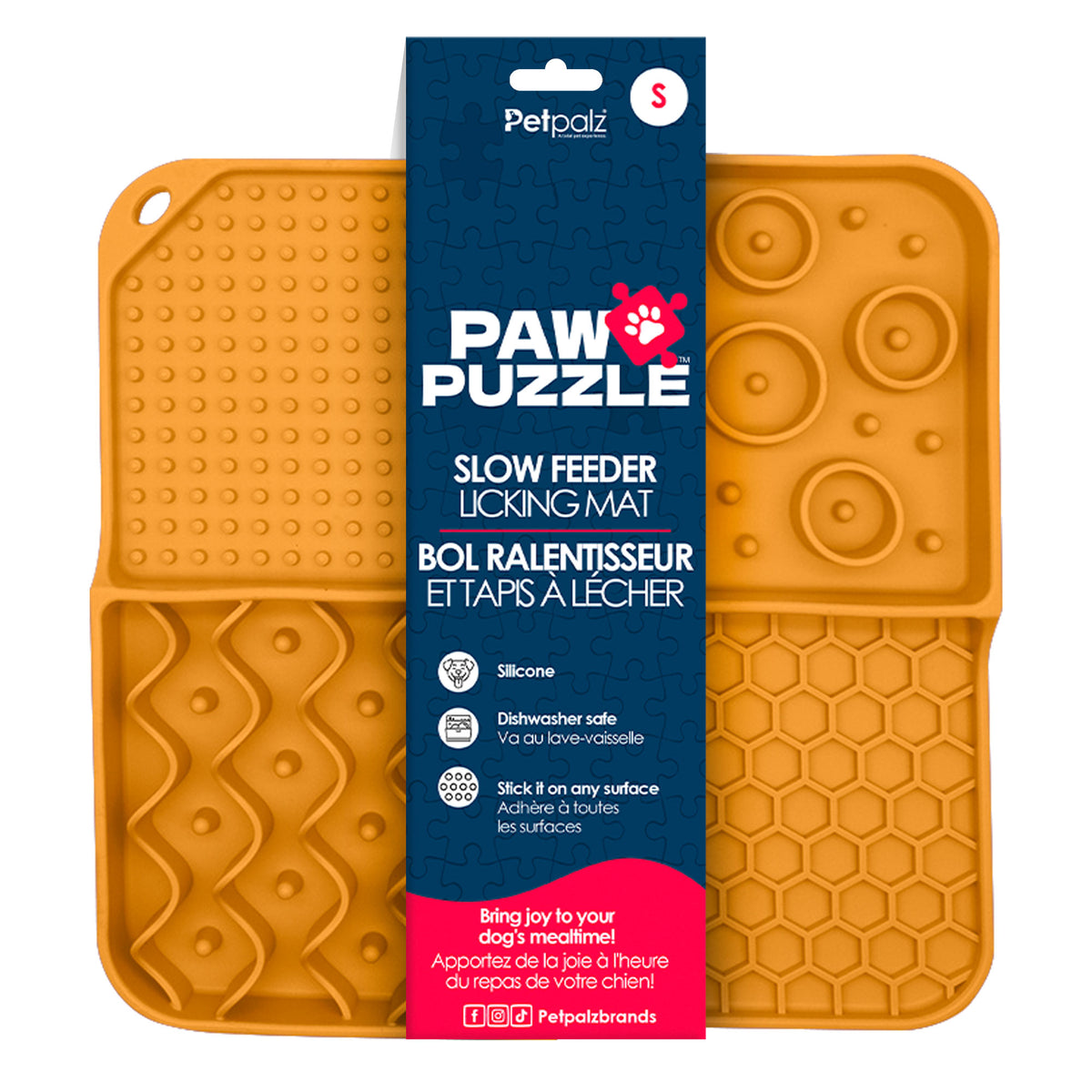 Paw Puzzle Silicone Slow Feeding Mat - Small Orange