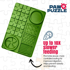 Paw Puzzle Silicone Slow Feeding Mat - Large Green
