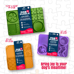 Paw Puzzle Silicone Slow Feeding Mat, Large Green
