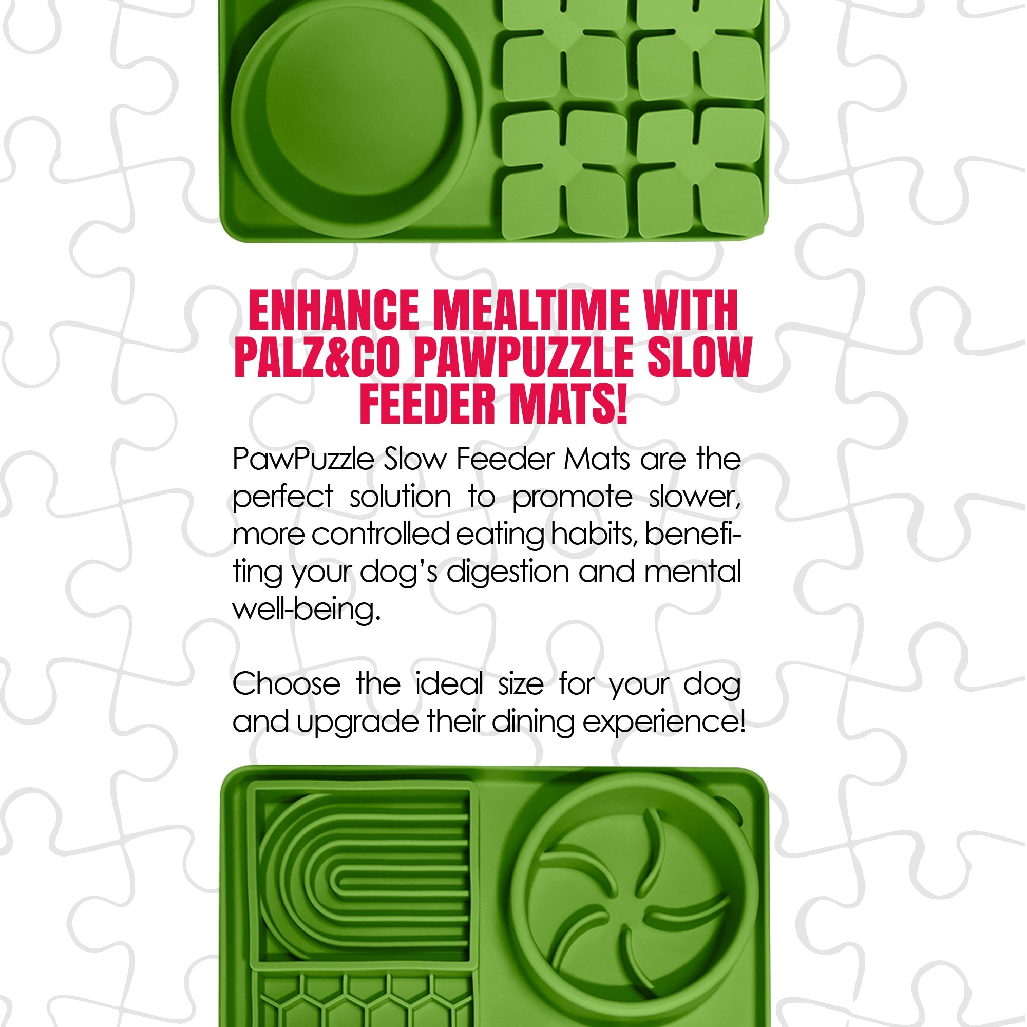 Paw Puzzle Silicone Slow Feeding Mat - Large Green