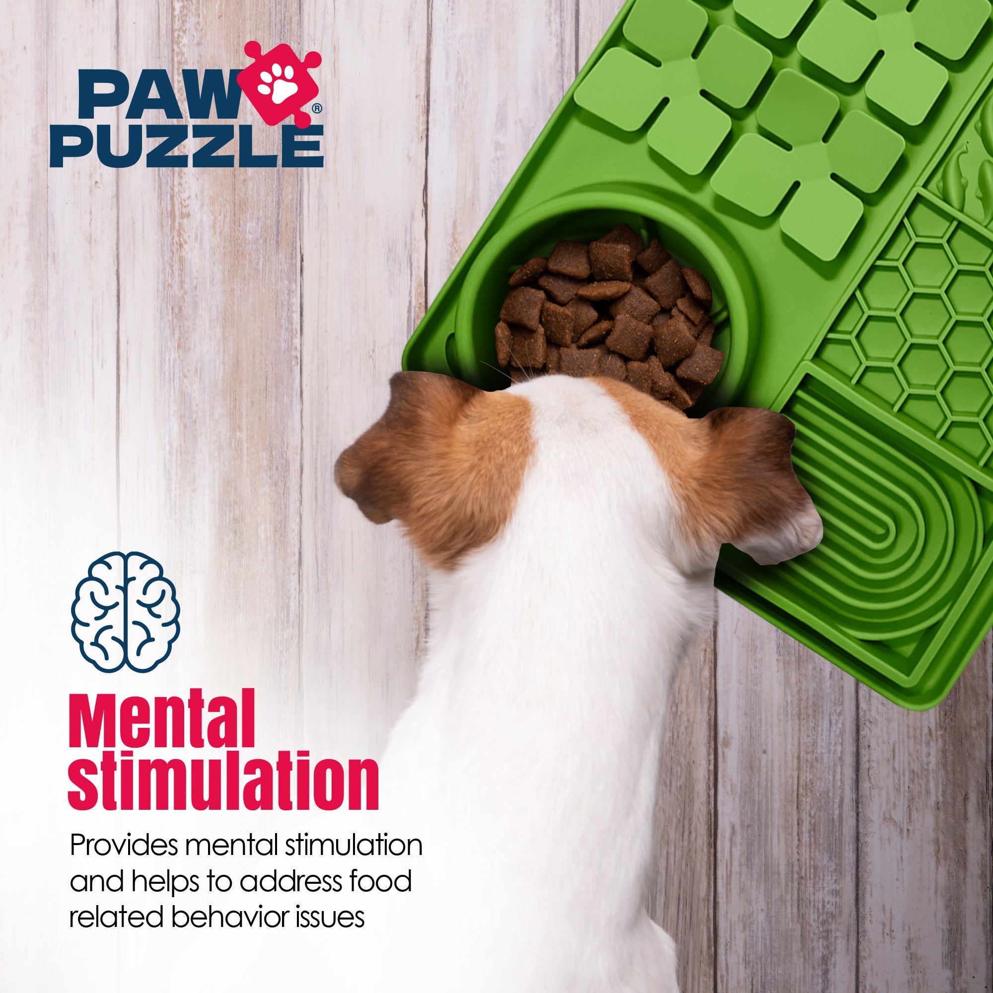 Paw Puzzle Silicone Slow Feeding Mat - Large Green