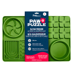 Paw Puzzle Silicone Slow Feeding Mat, Large Green