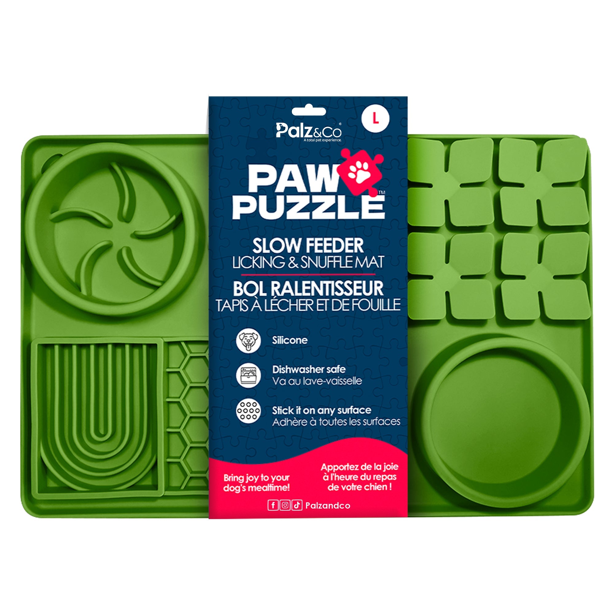 Paw Puzzle Silicone Slow Feeding Mat - Large Green