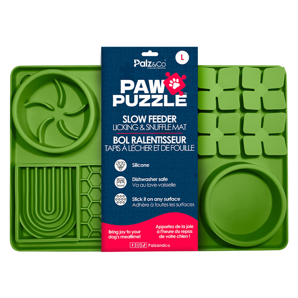 Paw Puzzle Silicone Slow Feeding Mat - Large Green