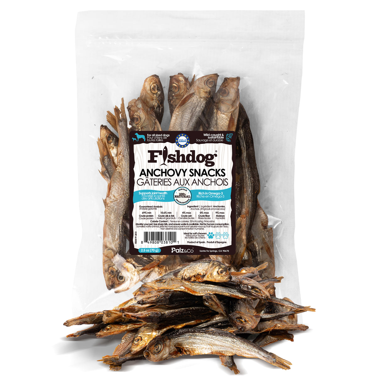 Fishdog Anchovy Snacks - 2.5 oz (70g)