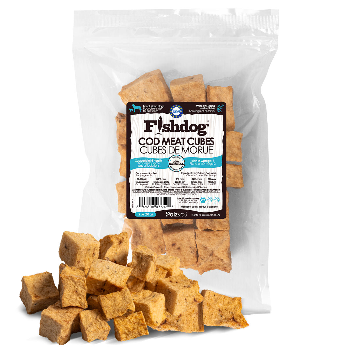 Fishdog Cod Meat Cubes - 2 oz (60g)