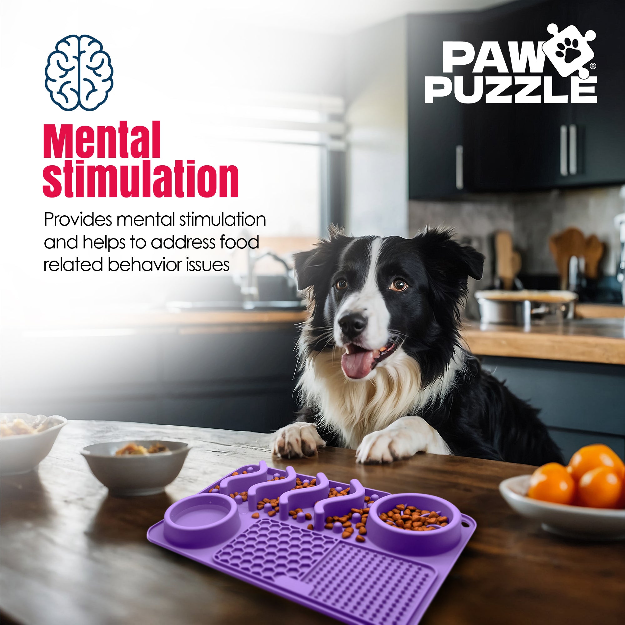 Paw Puzzle Silicone Slow Feeding Mat - Medium Purple