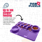 Paw Puzzle Silicone Slow Feeding Mat - Medium Purple