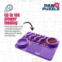 Paw Puzzle Silicone Slow Feeding Mat - Medium Purple