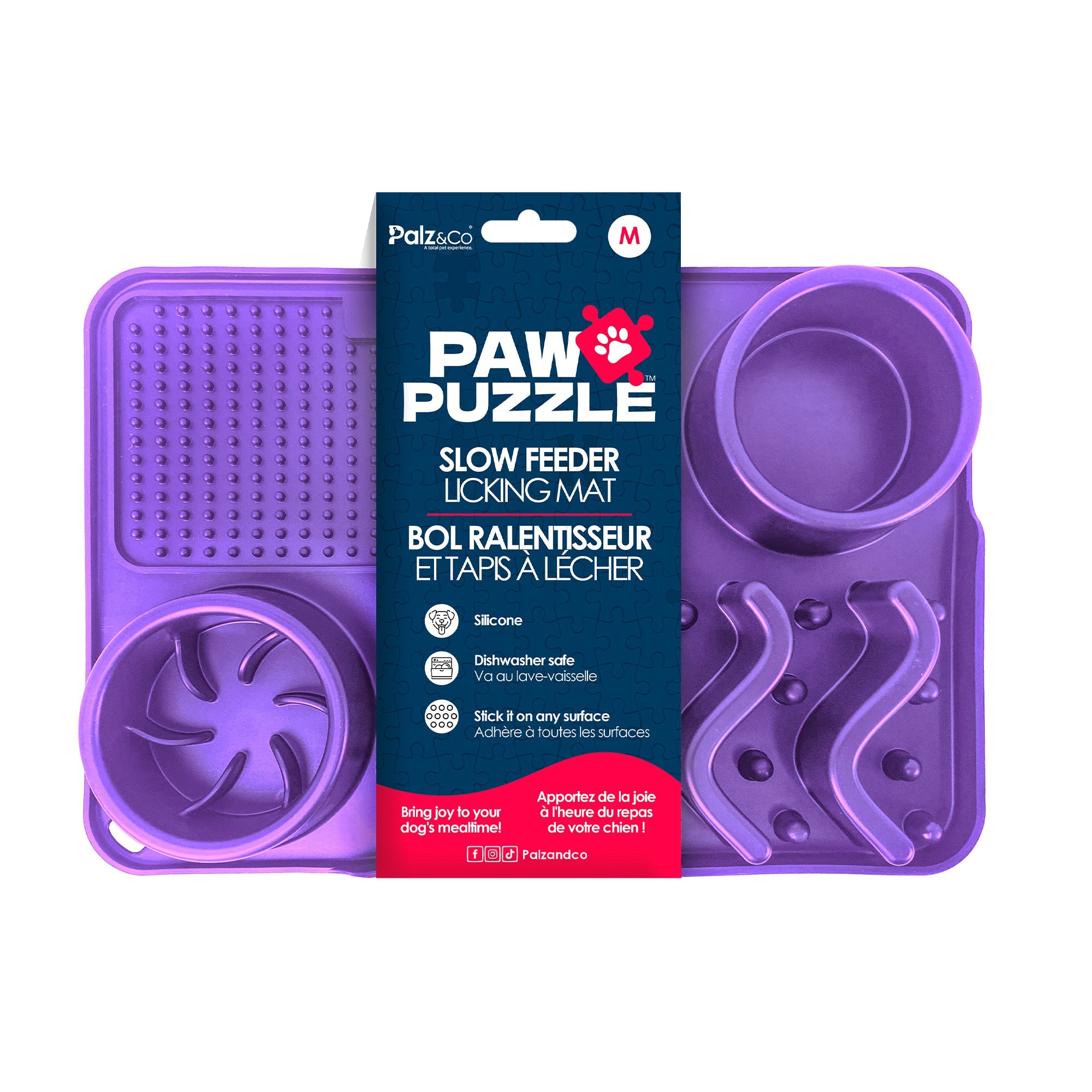 Paw Puzzle Silicone Slow Feeding Mat - Medium Purple