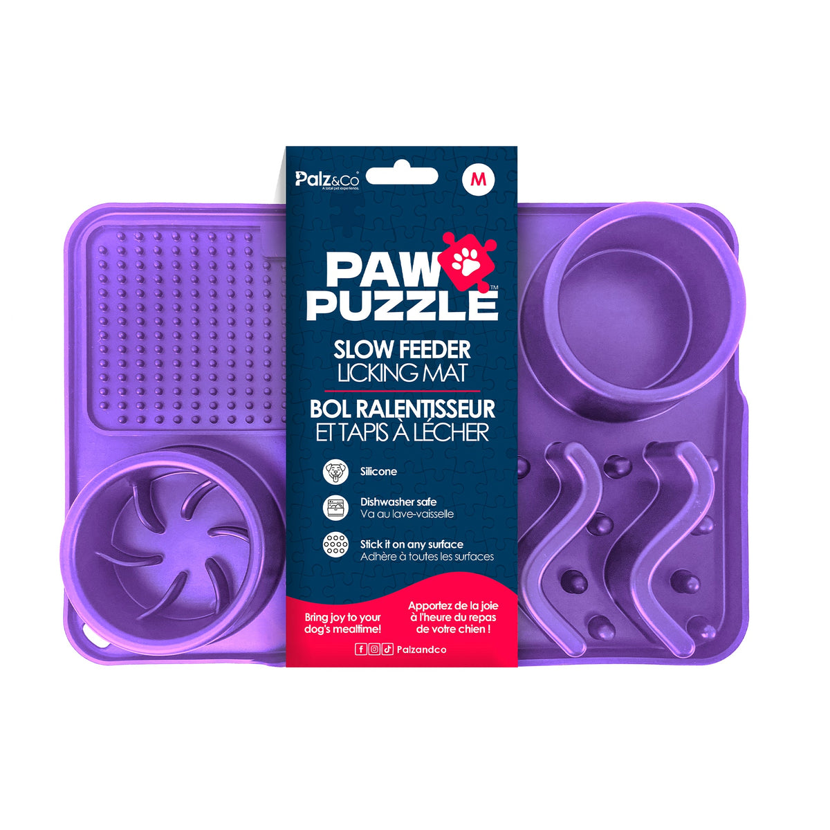 Paw Puzzle Silicone Slow Feeding Mat - Medium Purple