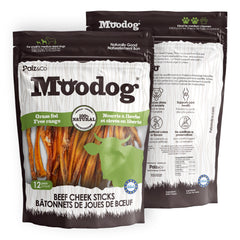 Alternate front view of MooDog Beef Cheek Stick Chews, 12-pack Wholesale