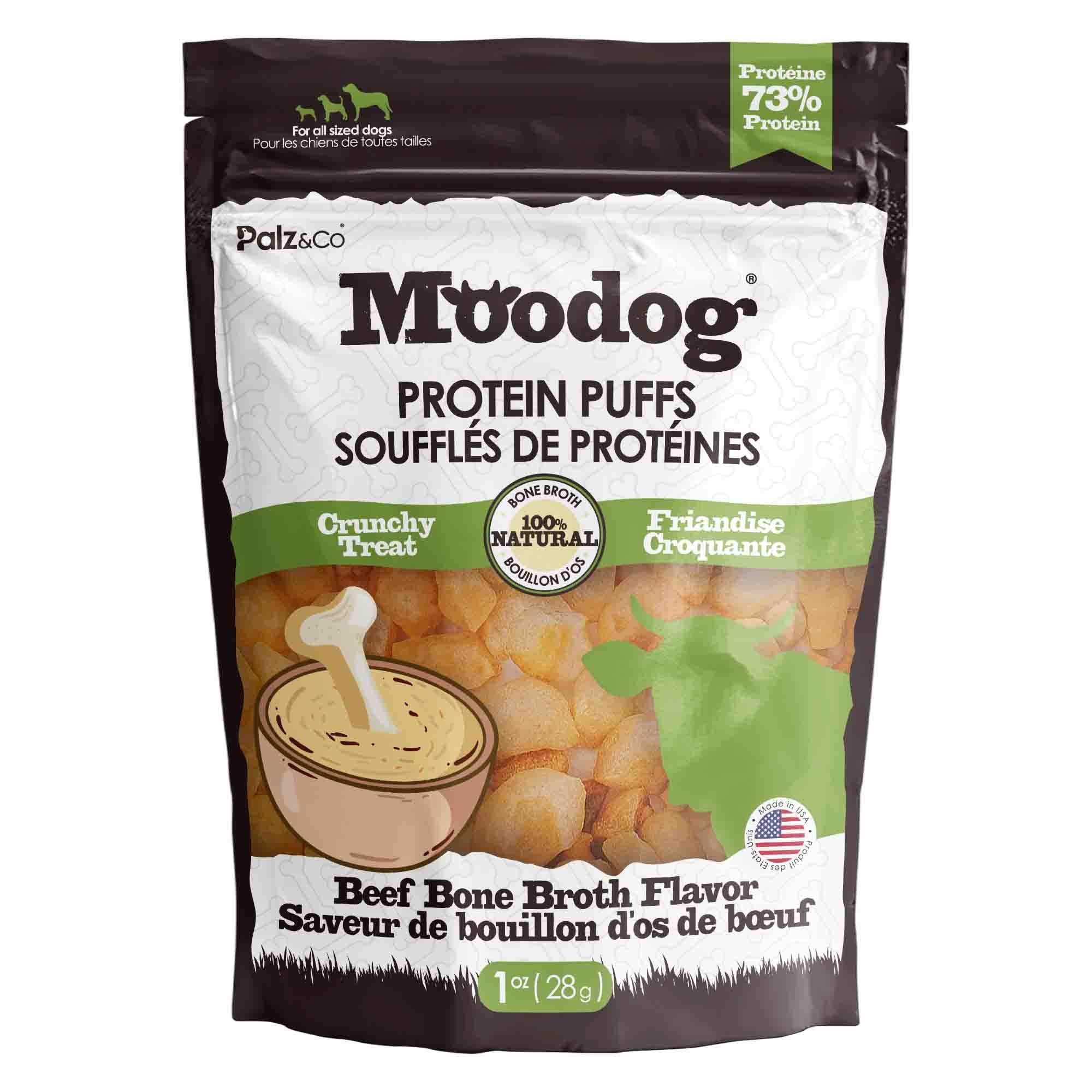 Front view of MooDog Protein Puffs Bone Broth, Wholesale