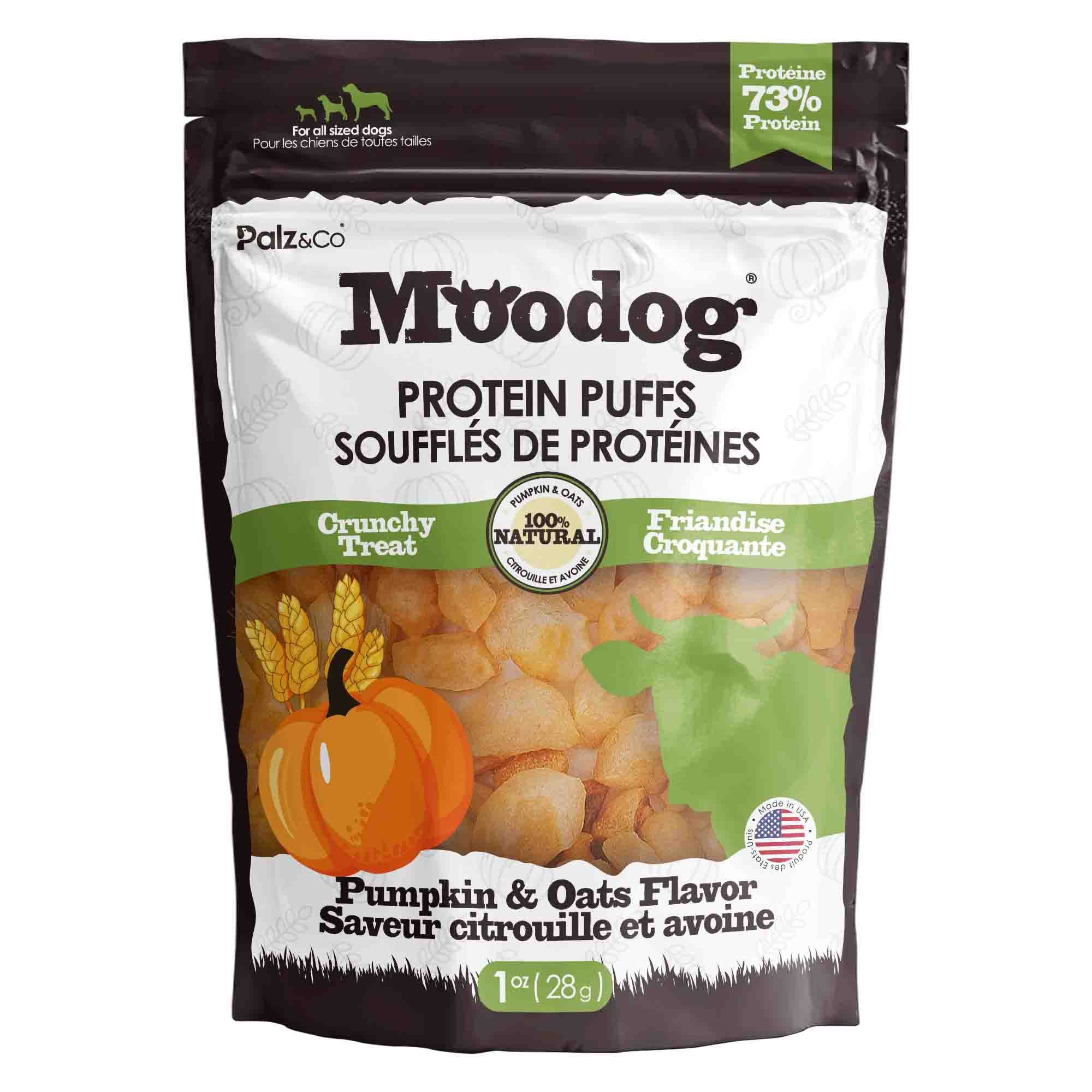 Front view of MooDog Protein Puffs Pumpkin Oatmeal, Wholesale