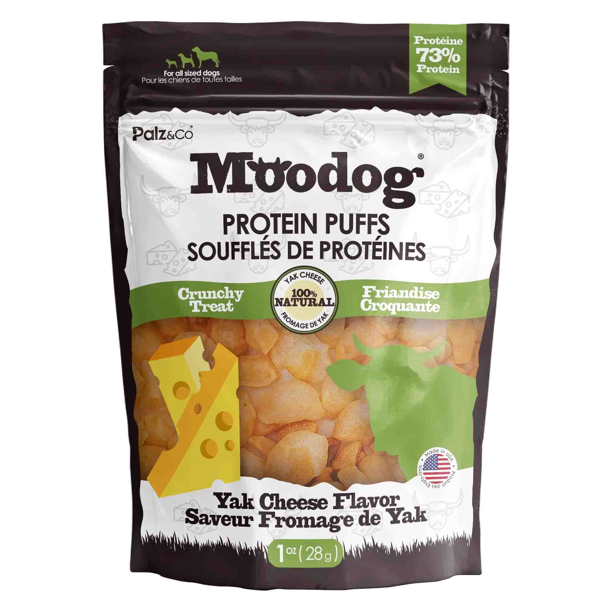 Front view of MooDog Protein Puffs Yak Cheese, Wholesale
