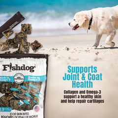 Fishdog Cod Bites Cubes, 2.5 oz - 100% Natural, Crunchy Dog Treats