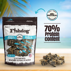 Fishdog Cod Bites Cubes, 2.5 oz - 100% Natural, Crunchy Dog Treats