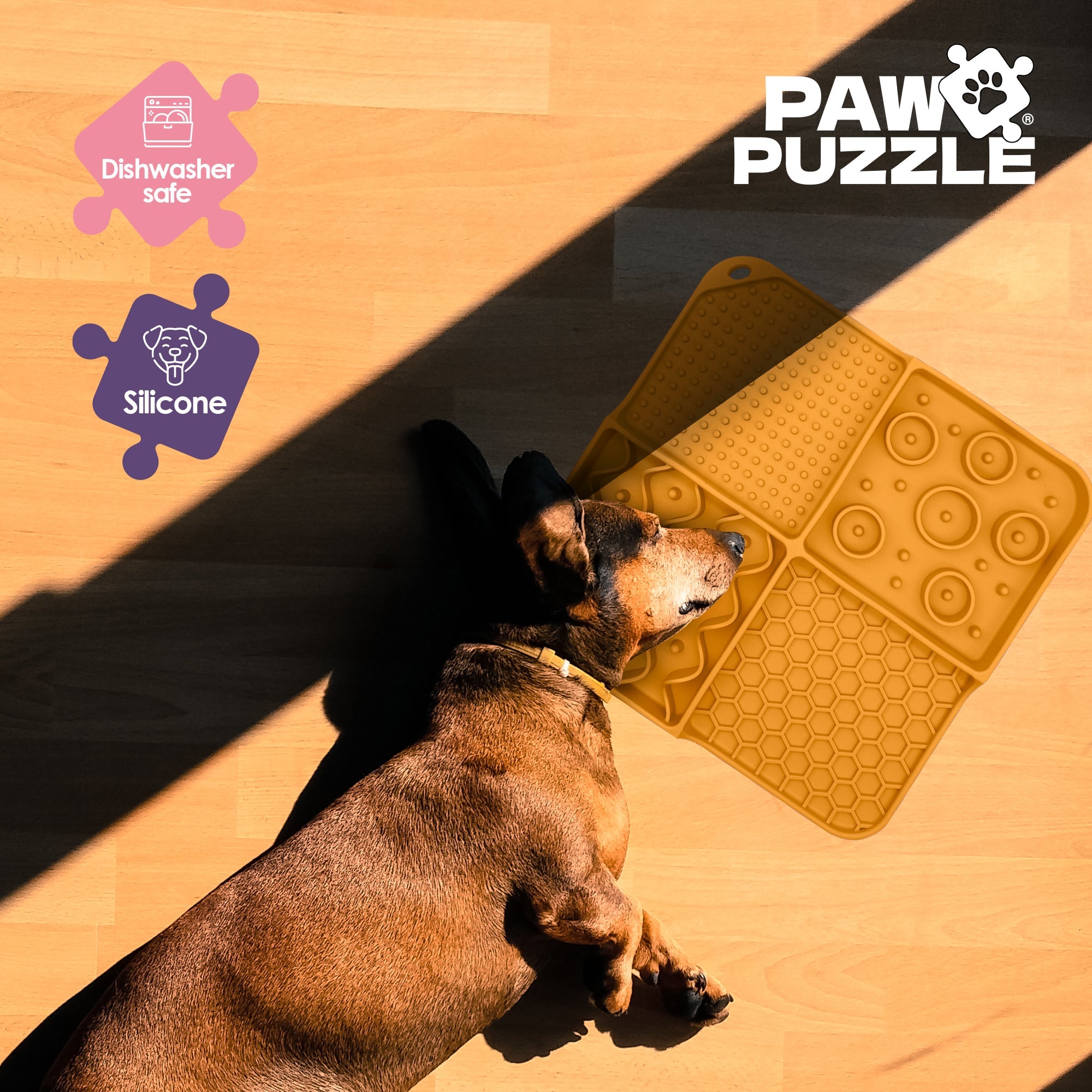 Paw Puzzle Silicone Slow Feeding Mat - Small Orange