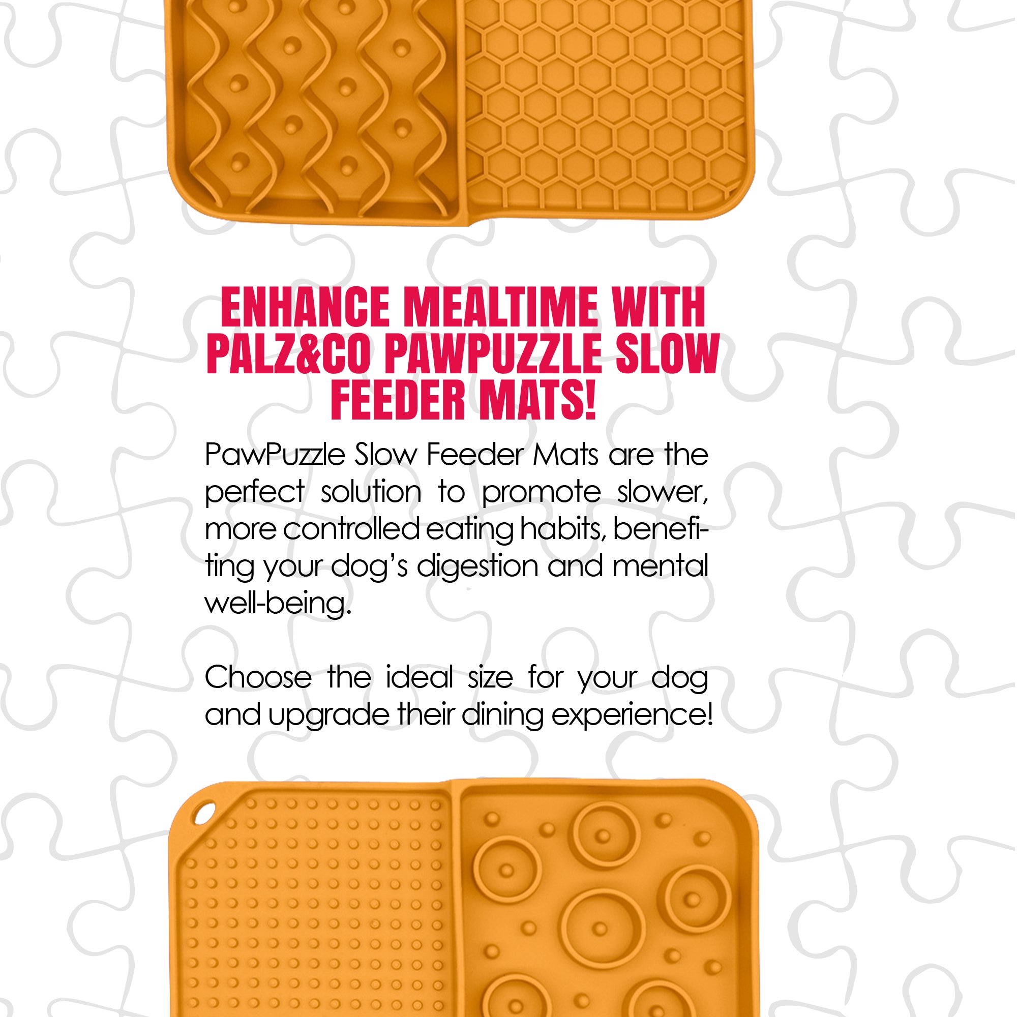 Paw Puzzle Silicone Slow Feeding Mat - Small Orange