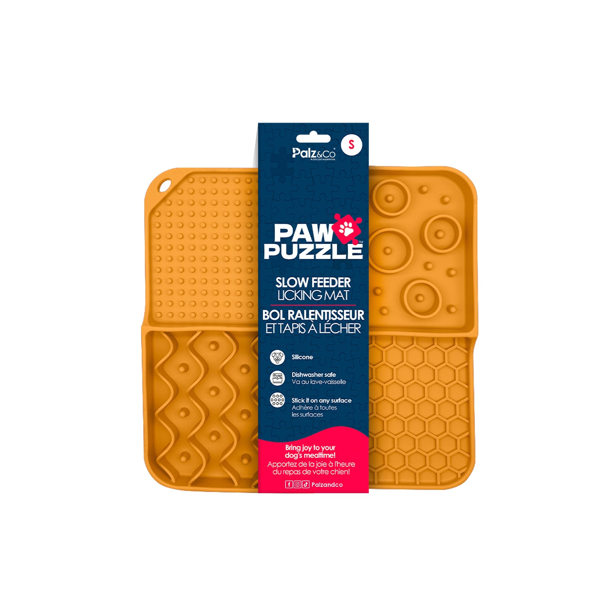Paw Puzzle Silicone Slow Feeding Mat - Small Orange Main image